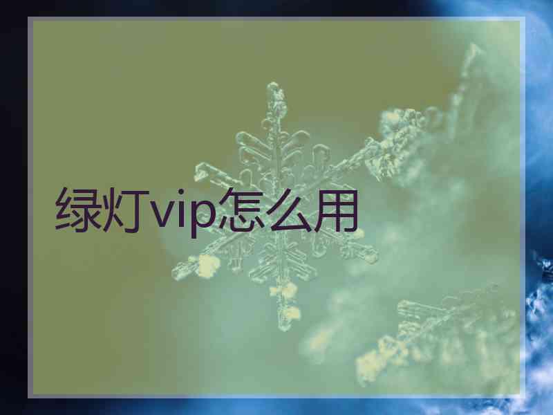 绿灯vip怎么用