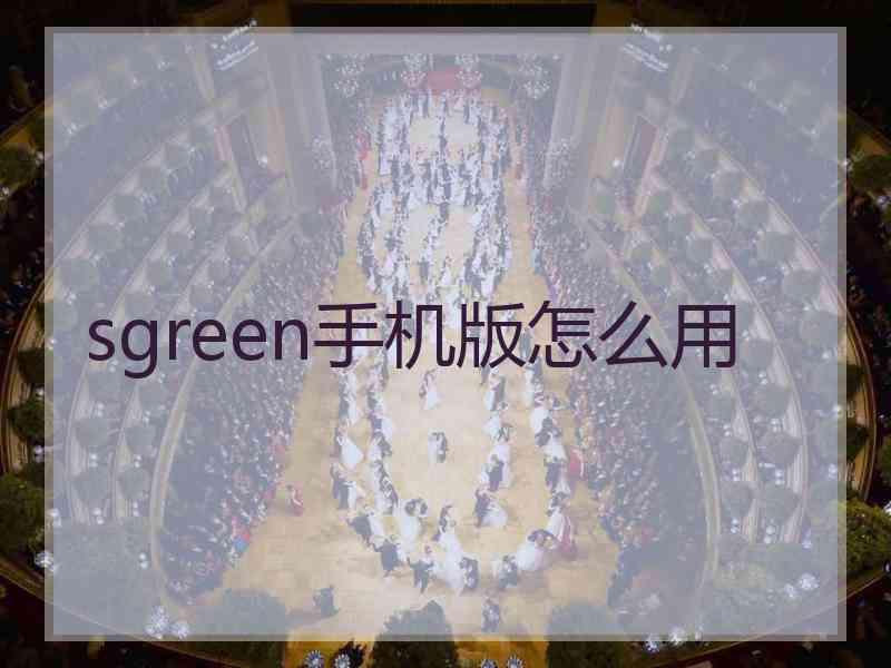 sgreen手机版怎么用