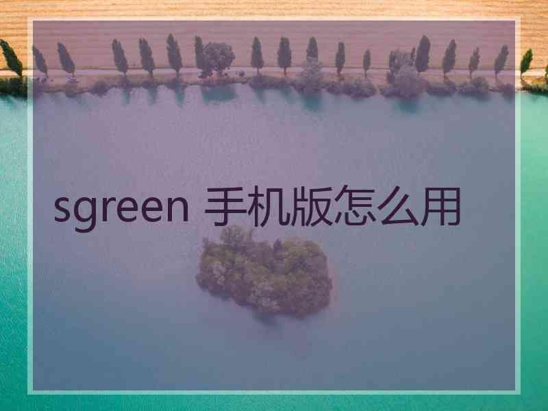 sgreen 手机版怎么用